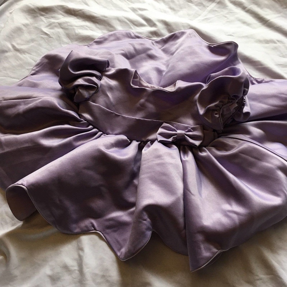 VTG Lida Toddler Dress Fancy Pageant 9M USA lavender scalloped hem full circle